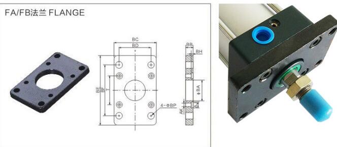 Sc-80標(biāo)準(zhǔn)氣缸fafb法蘭板安裝